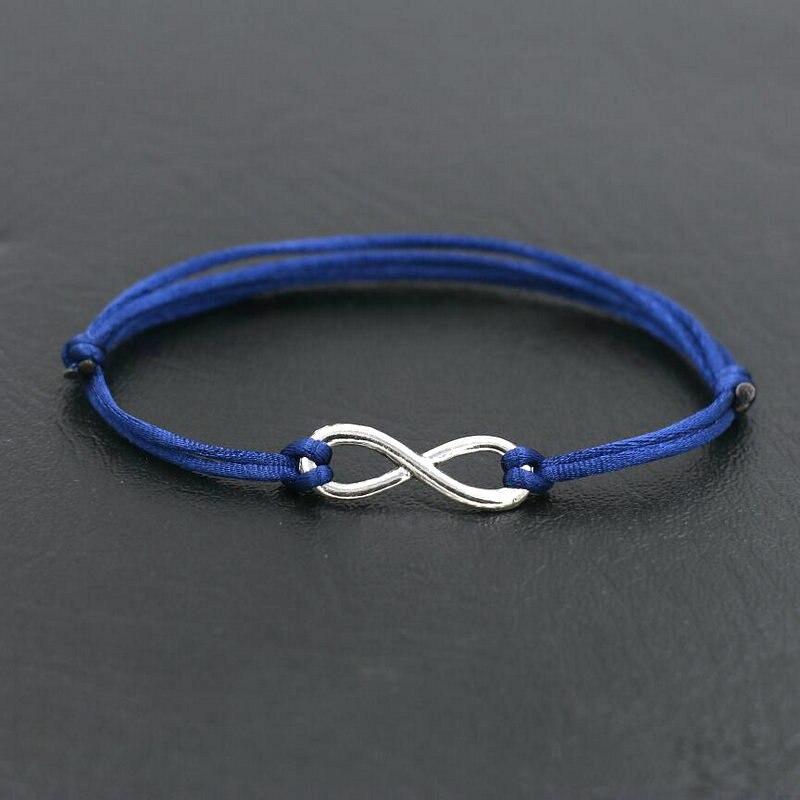 Mujeres afortunadas de Color plata infinito encanto 8 hombres pulsera hilo de cuerda roja cuerdas Chakra pulseras para niño niñas niños de los Amantes: YDL dark blue