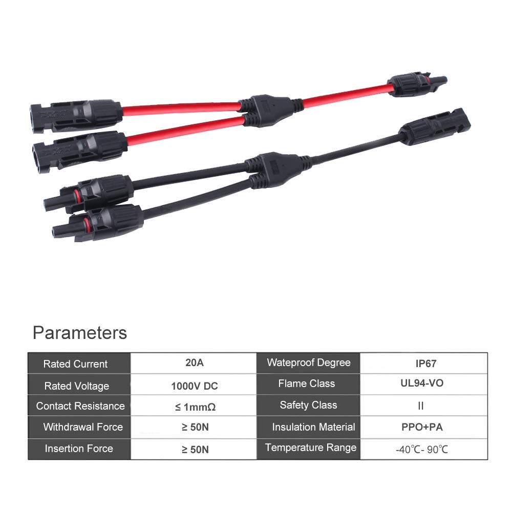 Et par  of 20a vandtætte solpanel solstik  ip67 4mm solpanel adapter kabel med hun og han stik