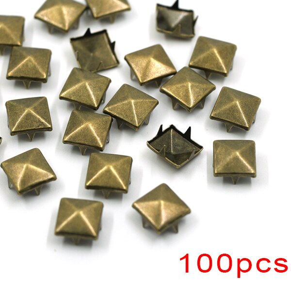 100 sztuk nity kwadratowe 4 szpilki i szpilki punkowa skórzana nity do dżinsów ubrania 6-12MM złoto/srebro/czarny/brąz nity DIY: Square Bronze / 6mm