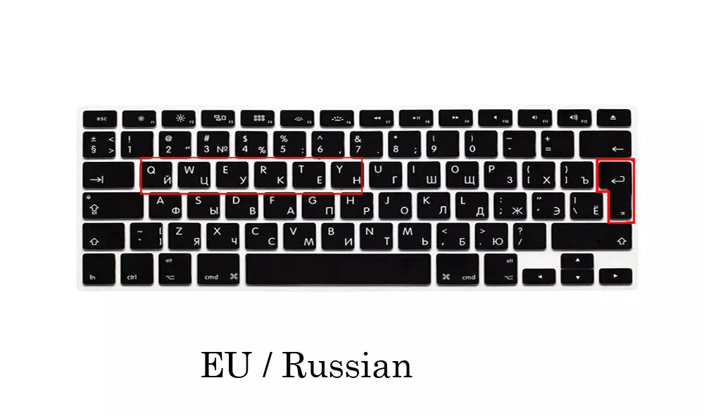 Silicon Skin for Macbook Pro 13 15 CD ROM A1278 A1286 EU US Russian Keyboard Cover For Macbook Pro 13 15 Russian Keyboard Cover: EU-Black