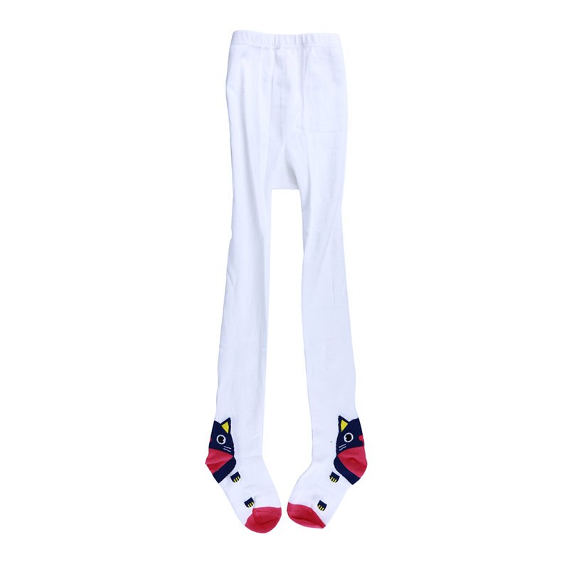 Medias de dibujos animados para niñas, pantimedias para bebés de 1 a 10 T, medias de algodón tejidas a la: white
