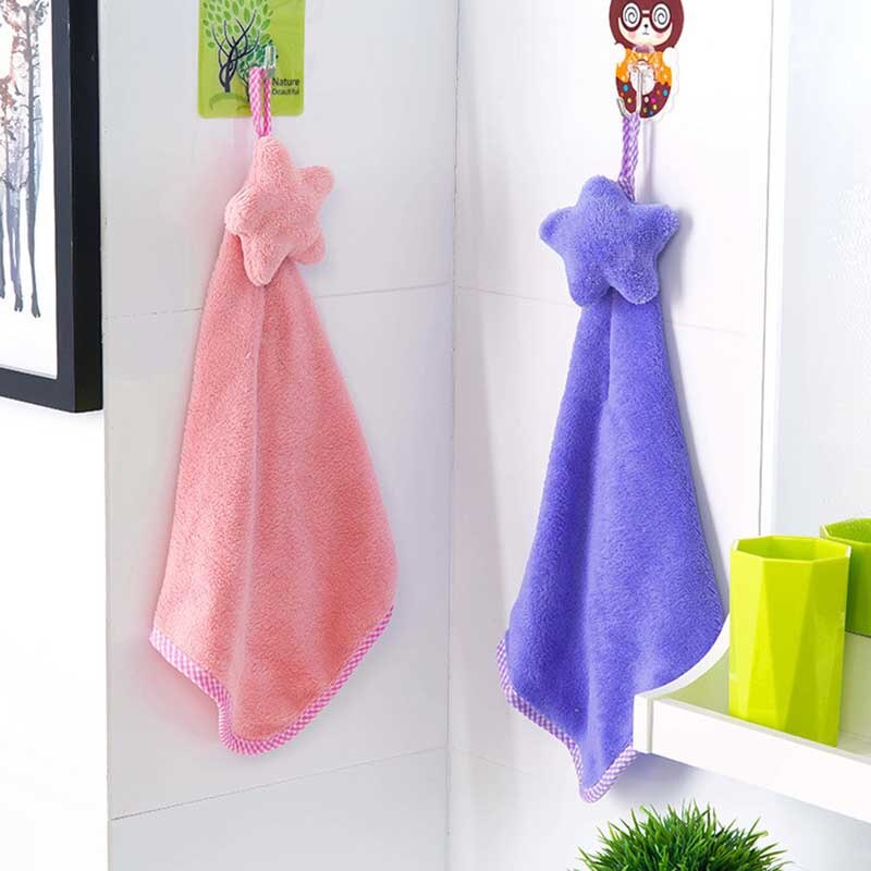 Baby Verpleegkundige Handdoek Baby Bad Handdoeken Zacht Koraal Fluwelen Cartoon Ster Opknoping Baden Handdoek Voor Kinderen Badkamer