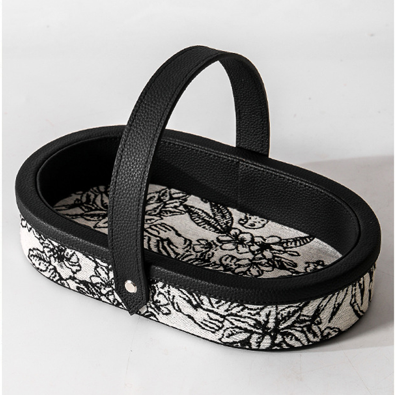 Leichtes Luxus-Leder tablett mit Griff, Tisch-Eingang Tee tisch, Schlüssel-Aufbewahrung schale, Kosmetik-Anzeige, retro-Platte, Heimat Decorati: Licht Gelb