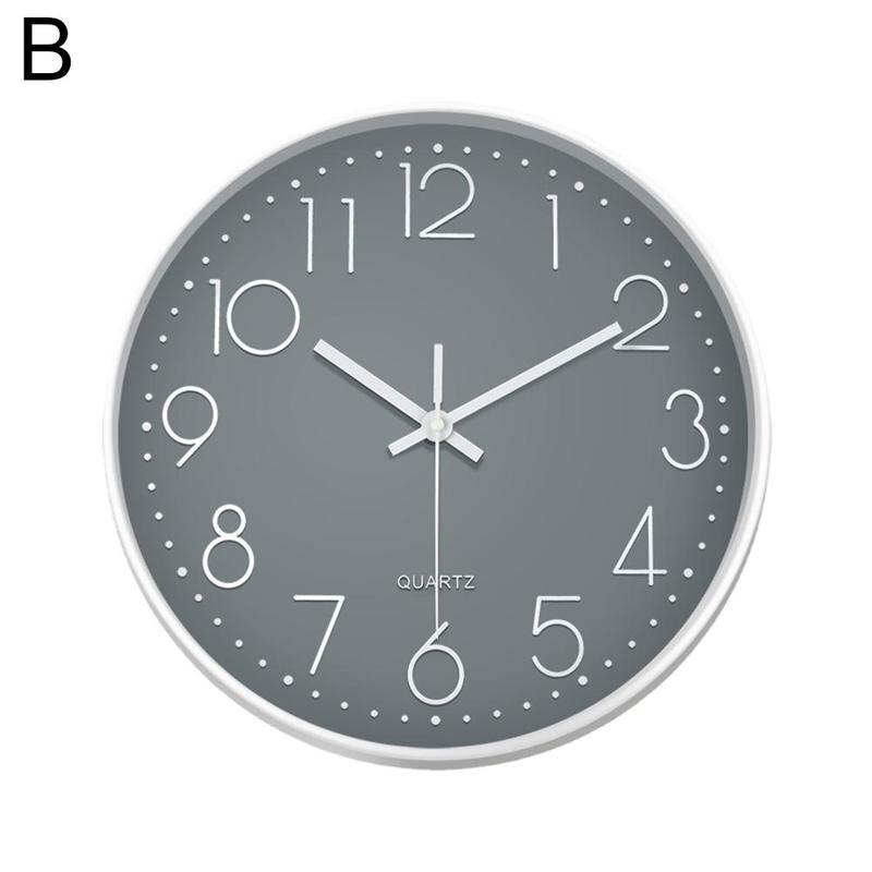 Świecący zegar okrągły zegar cyfrowy cichy zegarek kwarcowy 10 ''zegary ścienne proste wiszące zegary ścienne dekoracja robić domu robić sypialni: B