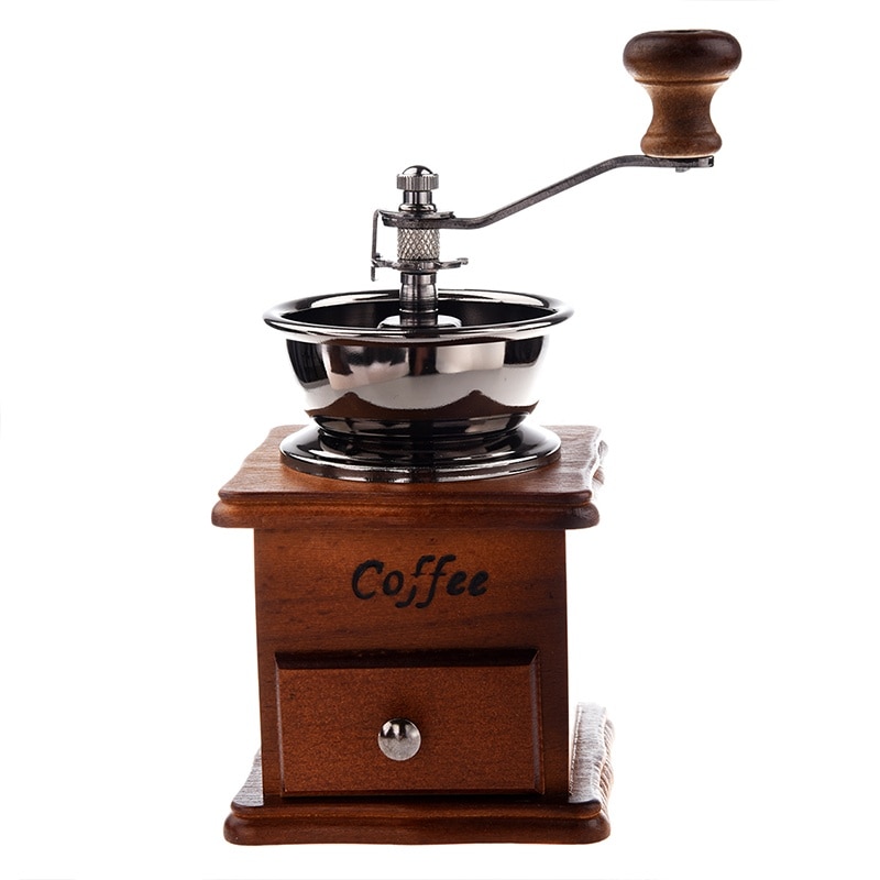 100%  mærke kaffekværn manuel træ metal håndmølle krydderimølle træ farve kaffekværn espresso: Default Title
