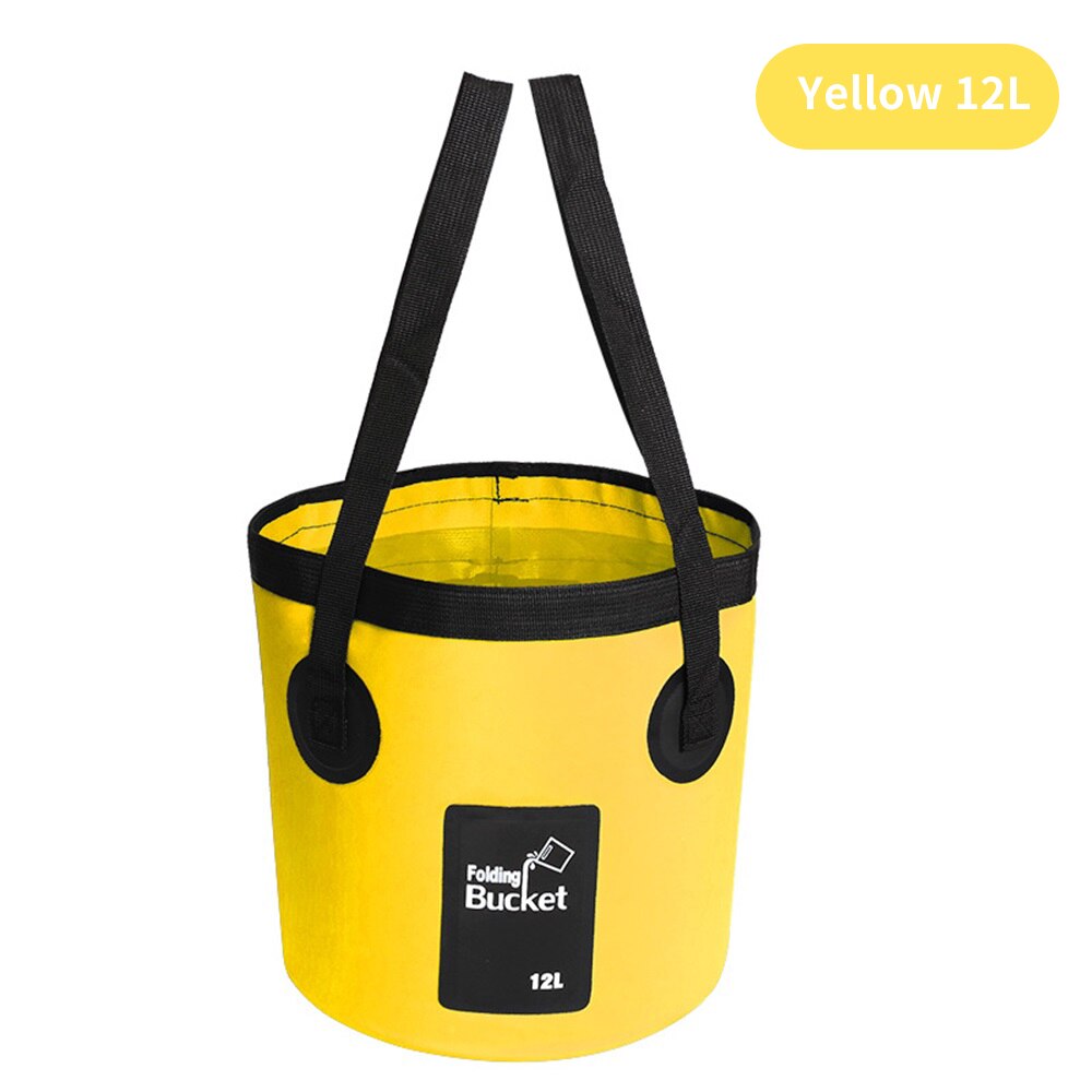 Cubo plegable de 12L y 20L, bolsas de agua impermeables, cubo portátil de pesca, contenedor de agua, bolsa de almacenamiento para coche: yellow 12L