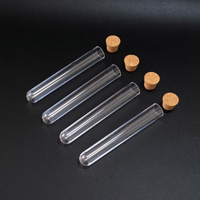 50pcs/Pack 15*150mm ( 5.9*59 in ) Clear Plastic Test Tube with Cork Round Bottom Wedding favours Vial Laboratory