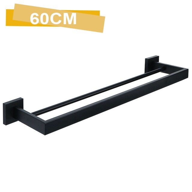 Toallero de acero inoxidable 304, colgador de toallas de baño, soporte de pared, doble barra, estante de almacenamiento de 24 pulgadas: Matte Black