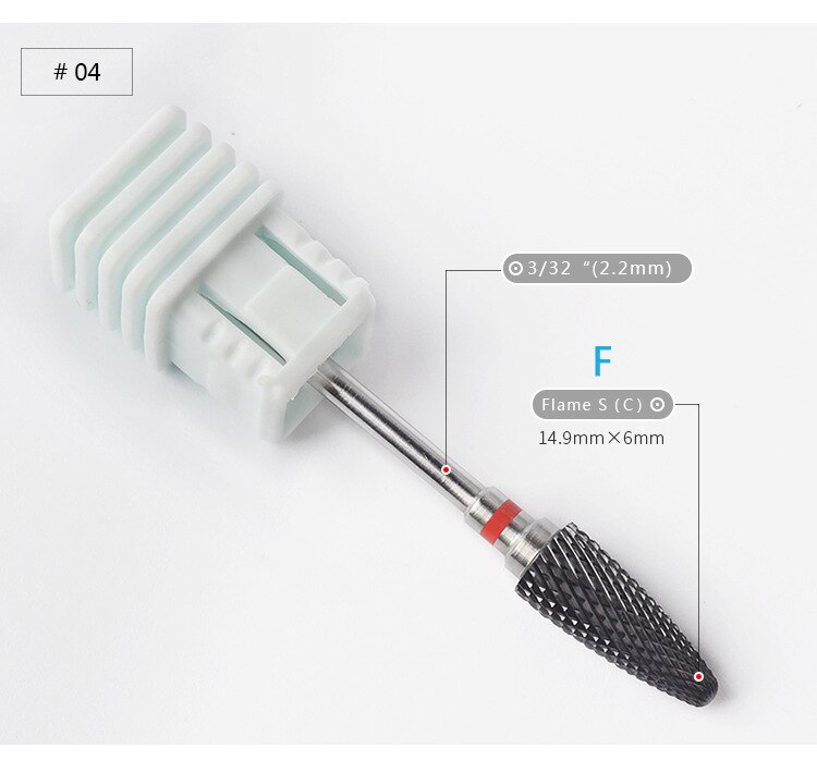 Sorte keramik neglebor grater nano coating negle bor bits til manicure negle bor tilbehør negle fræser: F