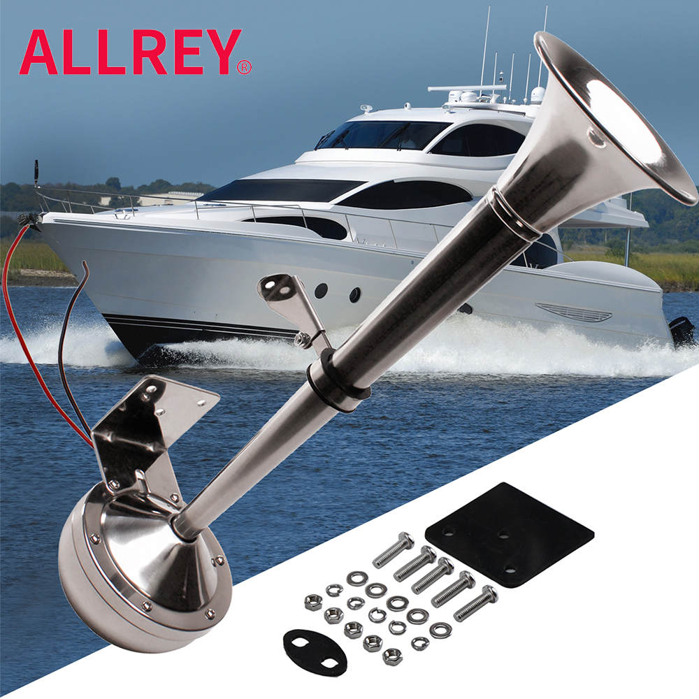 ALLREY-bocina eléctrica de acero inoxidable para barco, Trompeta única para velero, yate, camión, herramienta de advertencia, 12V/24V