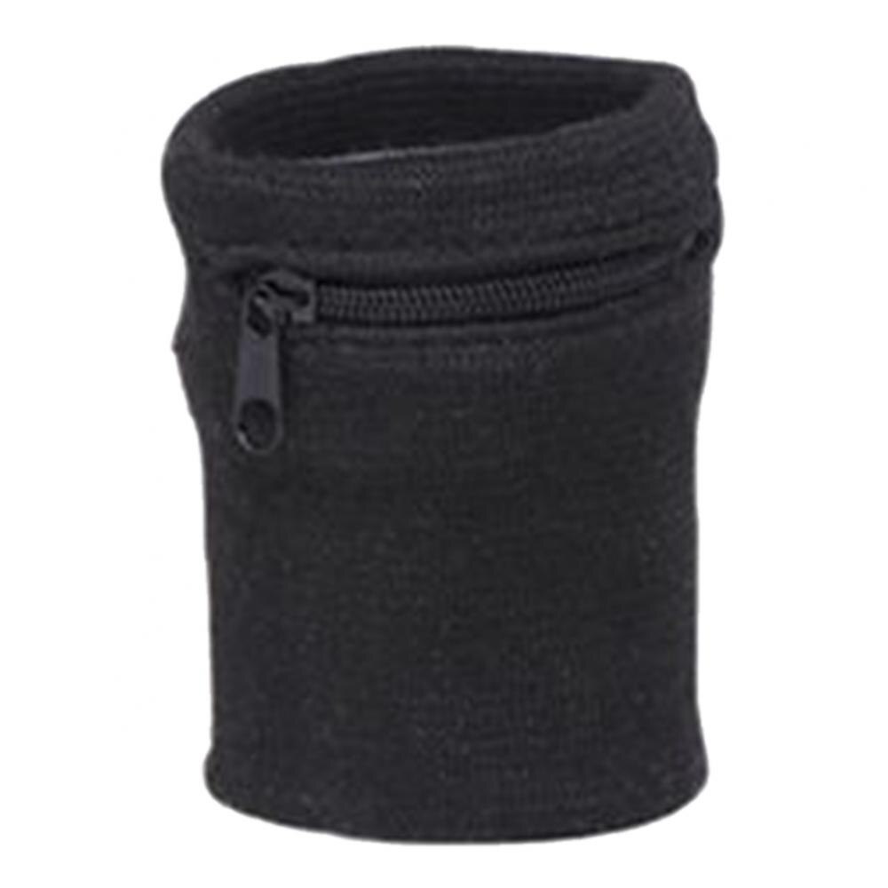 1Pc Wallet Pouch Wrist Wrap Bandage Support Zipper Running Sports Wristband: black