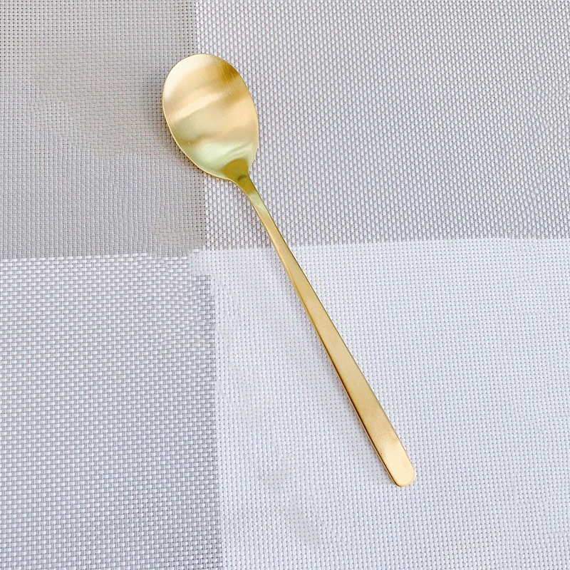 Stainless Steel Chopsticks Korean Spoon Set Flat Brushed Solid Gold-Plated Tableware: green