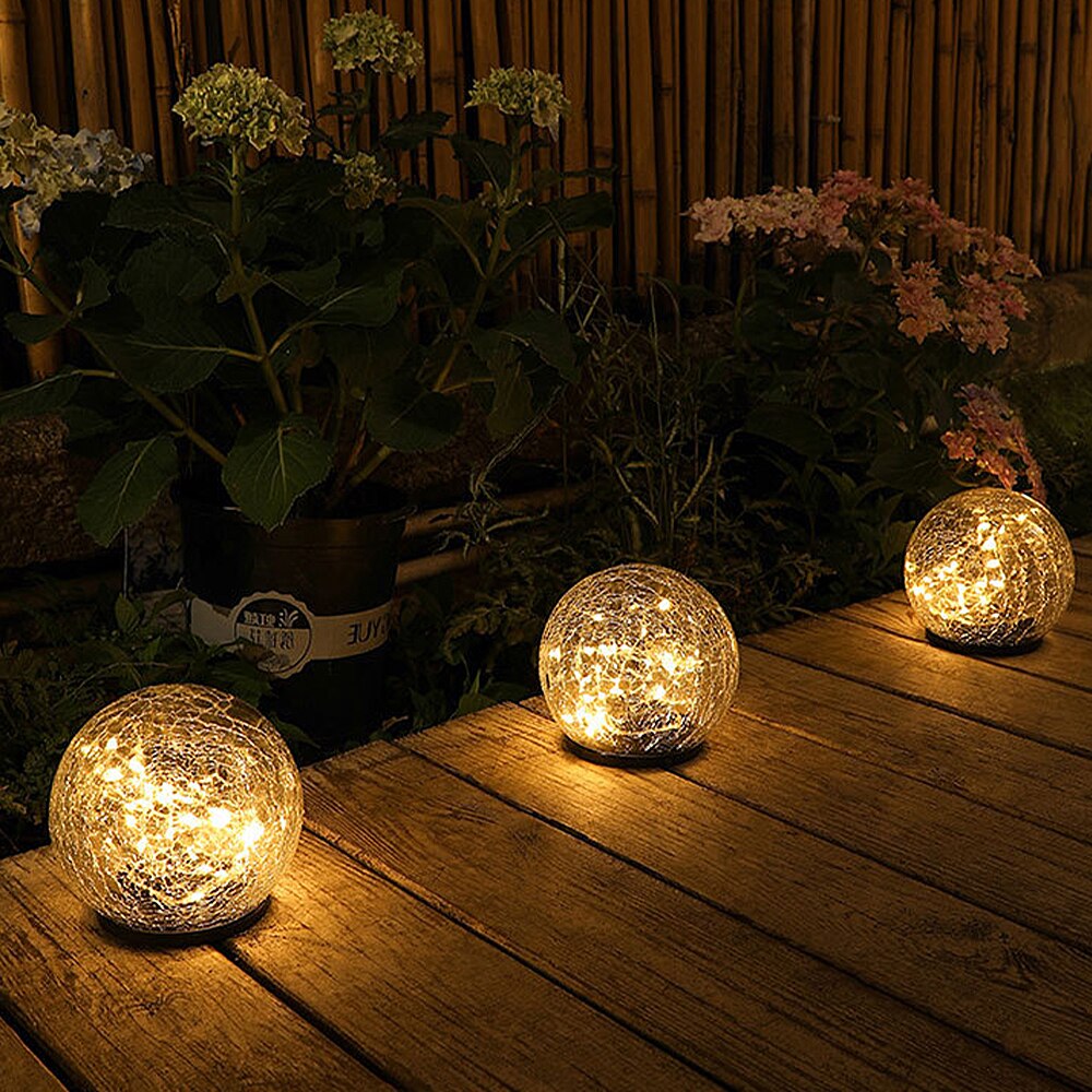 Led Solar Licht Voor Tuin Decoratie Gazon Lamp Outdoor Gebarsten Glas Bal Led Waterdicht Solar Straat Lamp Zonne-verlichting