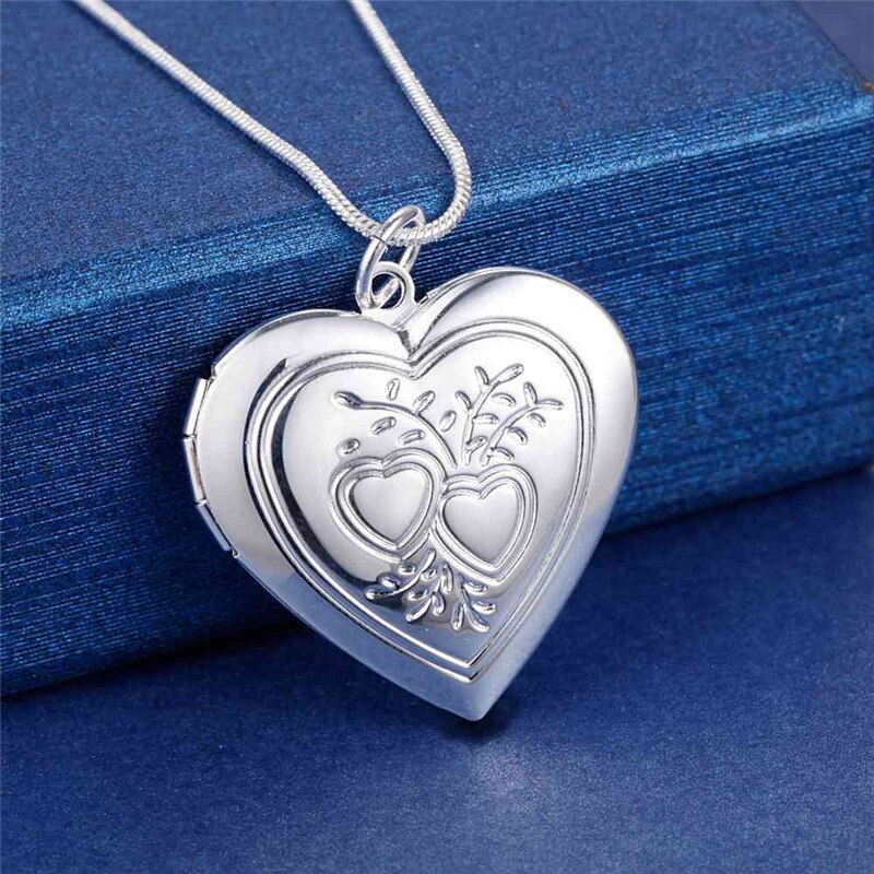 Fijne 925 Sterling Zilveren Fotolijst Hanger Ketting Ketting Voor Vrouw Charm Bruiloft Sieraden: LN069