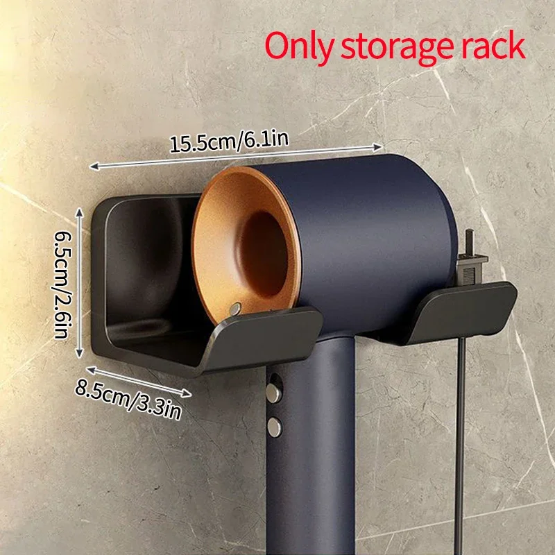 1/2 Stuks Wandmontage Föhn Houder Voor Badkamer Plank Föhn Opbergrek Plastic Föhn Stand badkamer Organizer: GRIJS