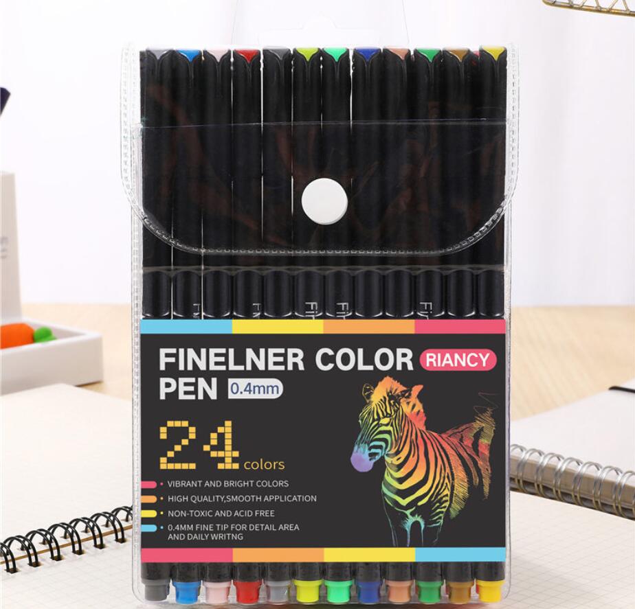 Akvarellpensel Penn Sett 60 Farger - finne liner Kunst Tusj - Tegning Maling - Skoleutstyr: 24 farger