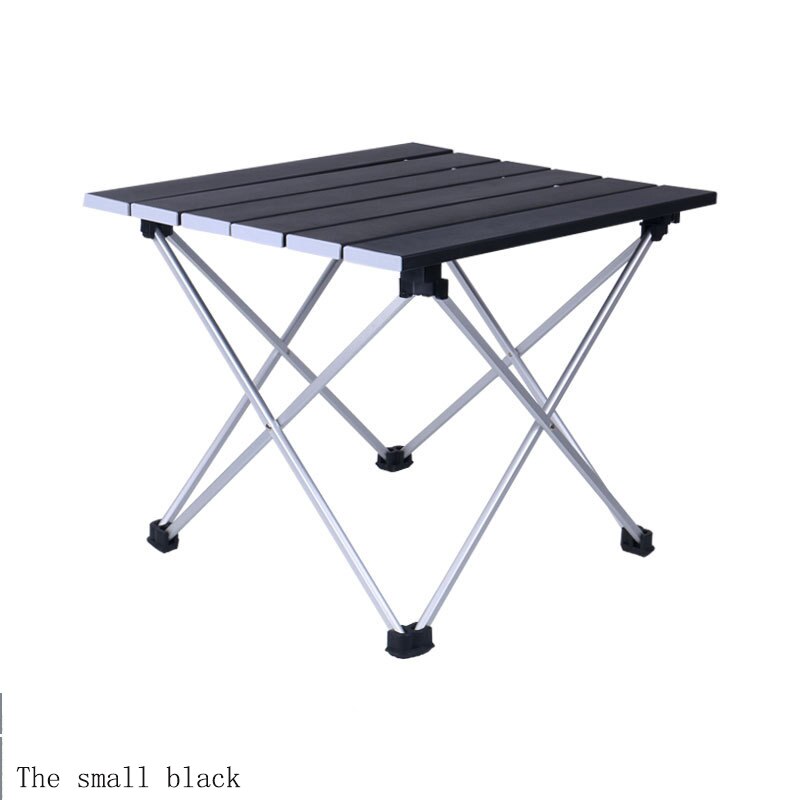 Udendørs aluminium bærbart ultra let foldbart picnicbord sammenfoldeligt udendørs spisebord familiefest picnic grillbilbord: Den lille sorte