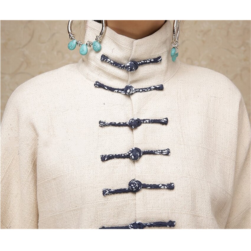 Traditionelle Chinesische Frau Mantel retro Stehkragen Seetang Anzug Baumwolle Ethnische lässig Schnalle Jacke Frauen China Hanfu Spitzen Shirt