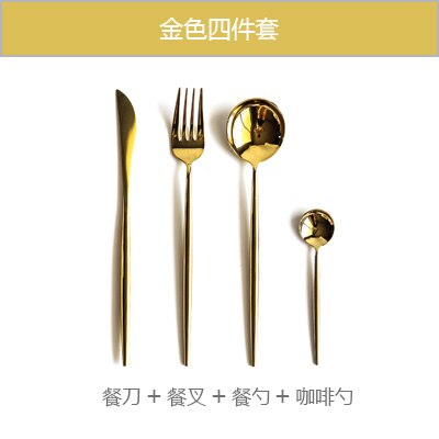 Luxury Gold Dinner Plate Glass Changer Service Plate Decorative Salad Dessert Ceramic Plate for Wedding Party Storage Tray: 4 pcs flatware set