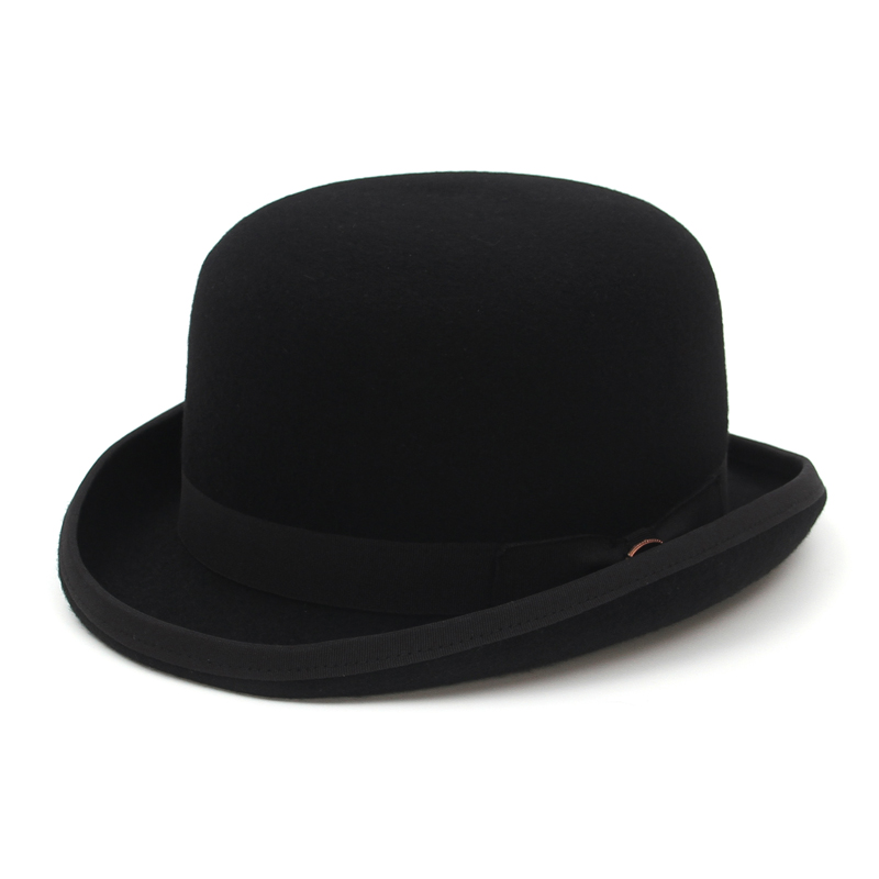 GEMVIE 100% Wool Felt Derby Hat for Men Women Party Formal Fedora Bowler Hat Costume Magician Cap: S / black