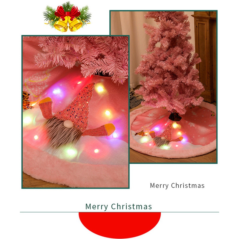 Roze Kerstboom Rok Met Led Light Faceless Pop Tapijt Kerstboom Decor Vloer Mat Kerst Decor