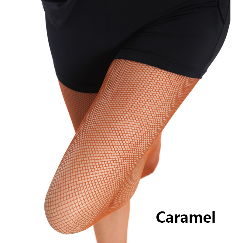 Collant latini Collant a rete piccola Cavallo in cotone caramello Calzini da danza moderna Collant a rete da ballo resistenti all'usura