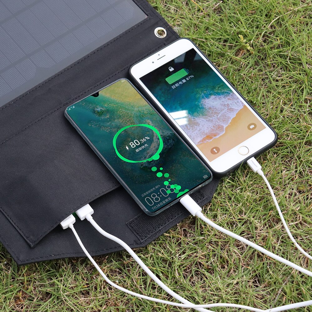 50W Zonnepaneel Opvouwbare 5V Usb Portable Solar Telefoon Oplader Power Bank Mobiele Batterij Oplader Outdoor Camping Wandelen dual Usb