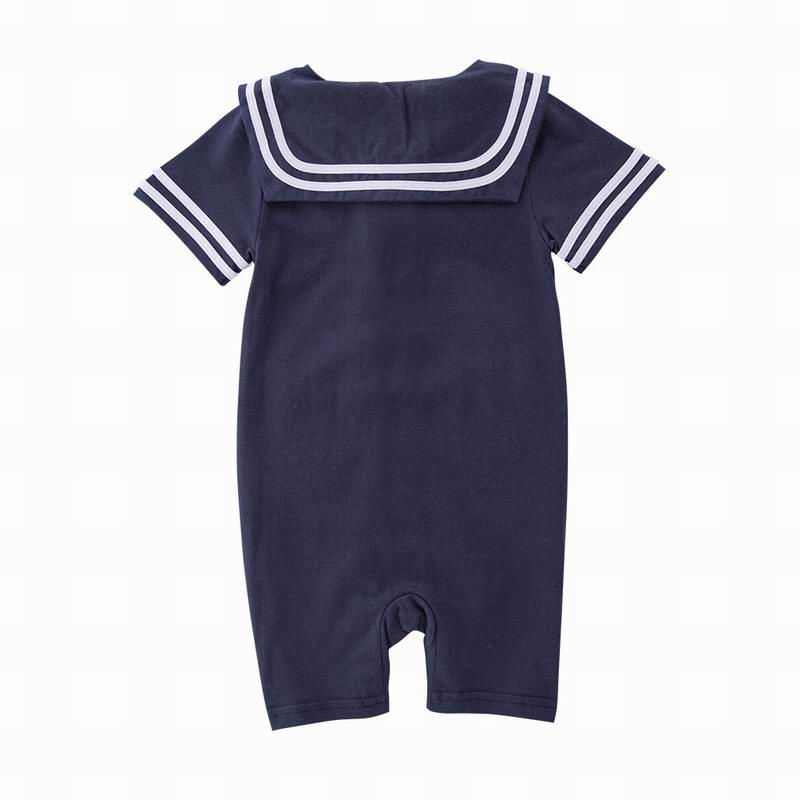 Baby Junge Sommer Strampler Neue Seemann kragen Kurzarm Baumwolle Strampler Kleinkind Kleidung E13255