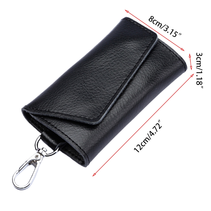 Y166 Portable Leather Keychain Key Wallet 6 Hook Button Closure with Card Holder