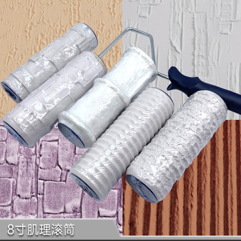 Rodillo de pintura decorativa con patrón, herramienta para estampar en la pared, pintura texturizada de poliuretano, pincel cilíndrico de impresión