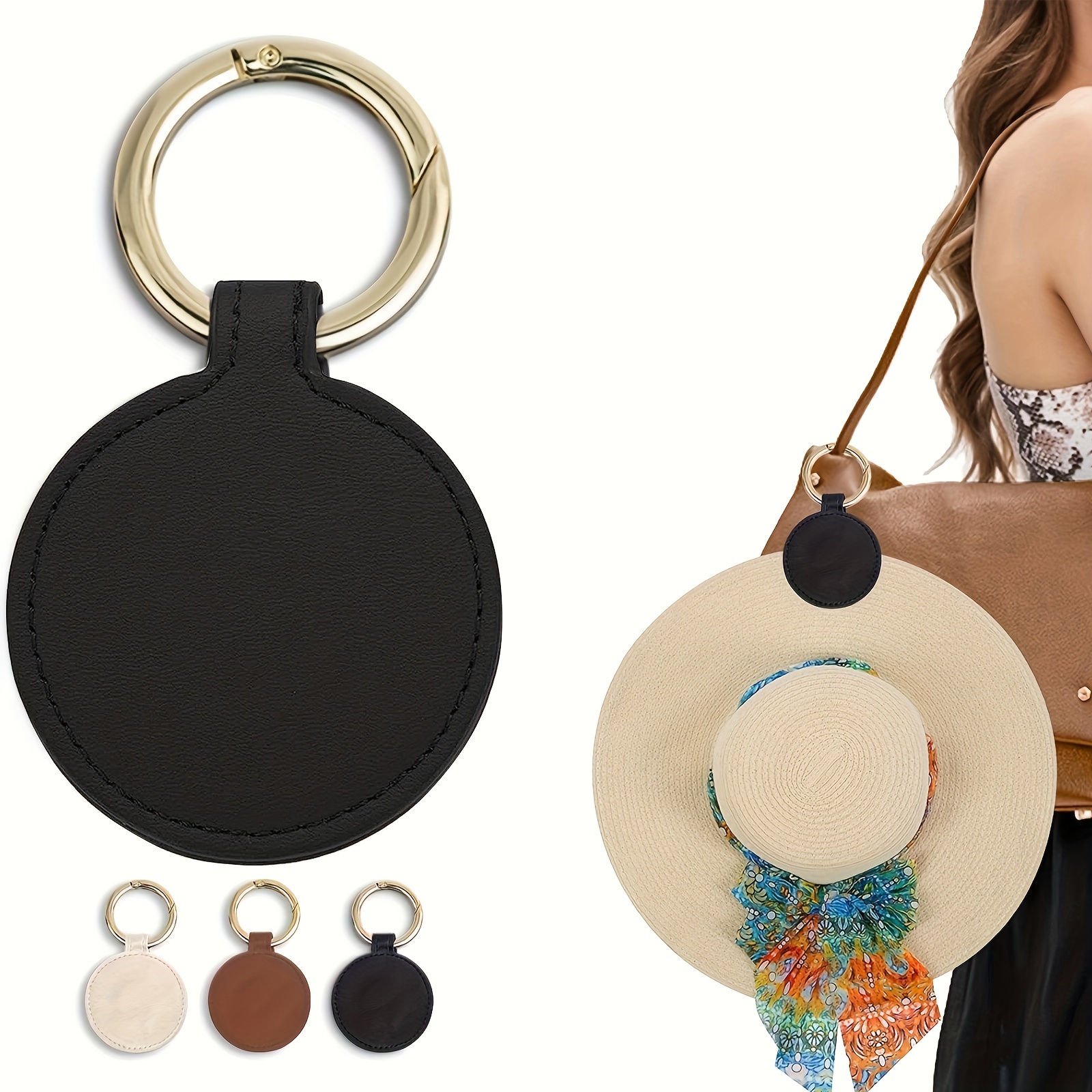 1PC Magnetic Hat Clip On Bag Hat Holder For Handbag Backpack Luggage PU Leather Hat Keeper Clip Travel Bag Accessories: Khaki