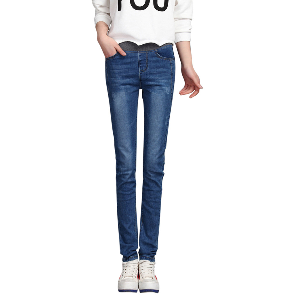 Jean Skinny en velours pour femmes, pantalon taille haute, élastique, , Vintage, Jean Jean crayon épais d'hiver, , # g3: Bleu ciel / 30