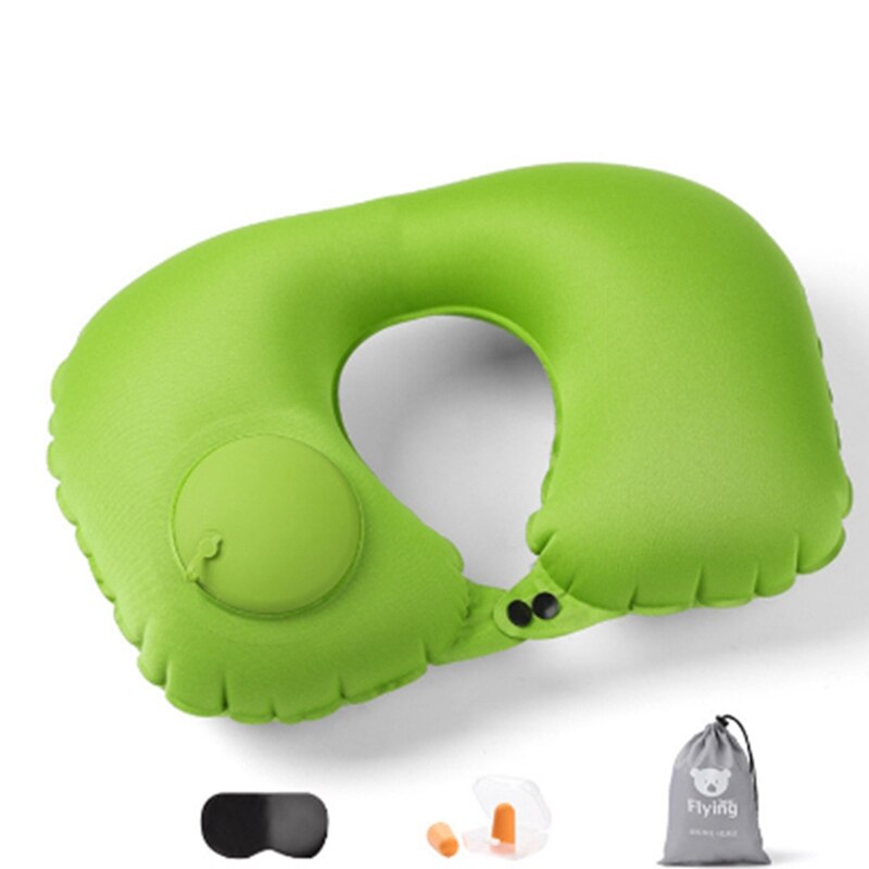 Opblaasbaar Nekkussen, Volledig Verstelbare Hals Kussen Voor Vliegtuig Reizen, Auto, Bus En Rail Reizen Kussen: green