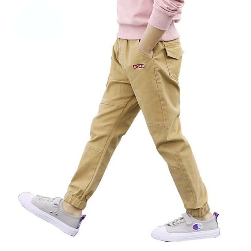 Pantalon Long en coton pour garçon de 3 à 14 ans, Style, , décontracté, Cargo, automne: Kaki / 14T