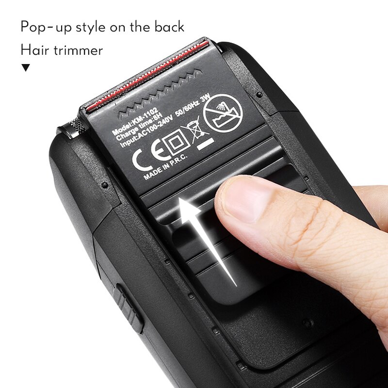 Kemei KM-1102 Cordless Shaver for Men Dual Blades Beard Trimmer Reciprocating Bald Headed Razors Rechargeable Haircut Machine
