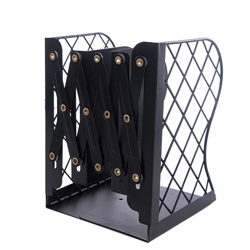 Adjustable Bookends Metal Book Ends Holder Shelf Heavy Duty Non Skid Bookends for Heavy Book: Black