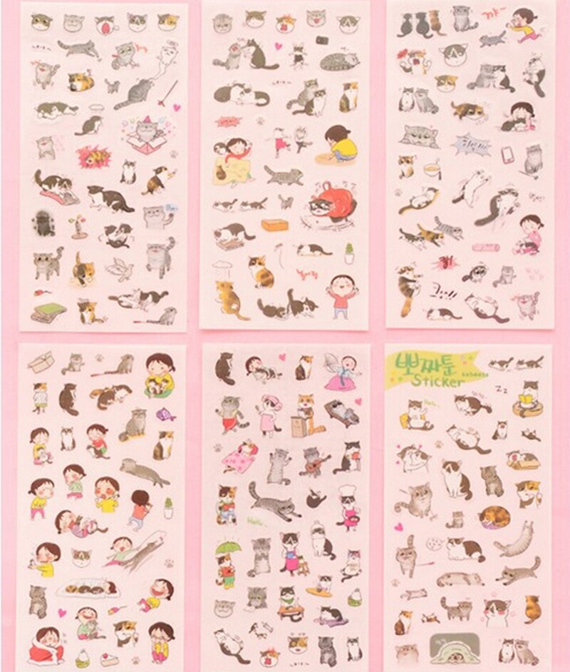 Jetting Pc Mobiele Telefoon Stickers Decor Laptop Huid 6 Stks/pak Kat Transparante Achtergrond Sticker