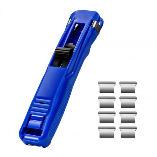 Reusable Fixed File Pusher Paper Clipper Dispenser School Clip Office Supplies: Blue