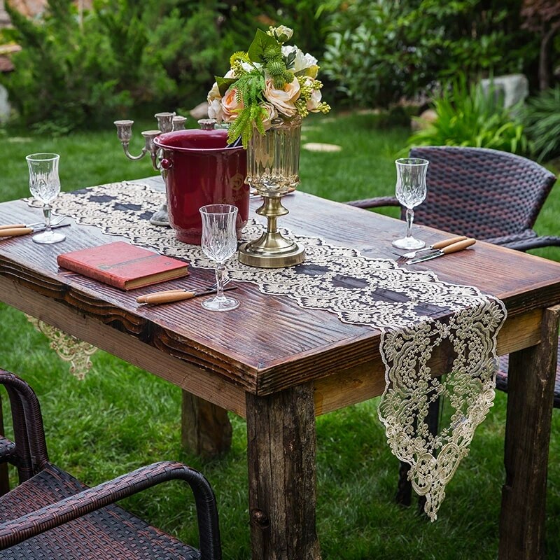White/Black Lace Table Runner Embroidery Table Runners Modern Home Decor Table Decor Cover chemin de table mariage