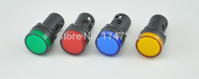 2pcs 12V 24V 110V 220V 380V 22mm Panel Mount LED Power Indicator Pilot Signal Light Lamp AD16-22 Red Blue White Green Yellow