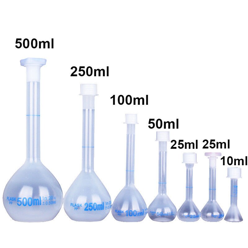 10 ml-1000 ml Heimat/Labor Kunststoff Messkolben Für Chemie Experienment Reagenz Flaschen w/Schraube buchse Typ