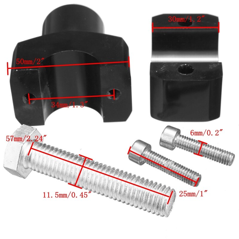 2 pièces noir universel moto 25Mm 1 pouce guidon Risers pince pour pour Suzuki pour Yamaha