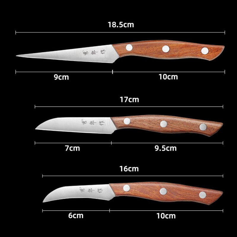 3 st/set rostfritt stål kök frukt snideri knivar hushållskock skulptur fruktfat skalkniv mat graver verktyg