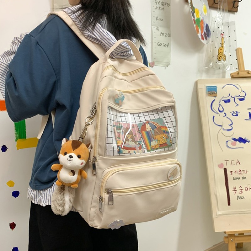 Moda ITA plecak wodoodporny Nylon dla kobiet Laptop panie śliczny żeński plecak Kawaii Student mężczyźni przezroczysty tornister