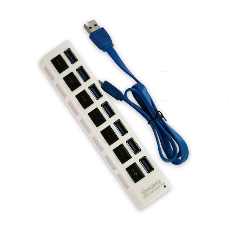 4 /7 Poorten Usb 2.0 Usb 3.0 Externe Uitbreiding Hub Met Schakelaar Met Onafhankelijke Schakelaar: 7ports USB3.0 White