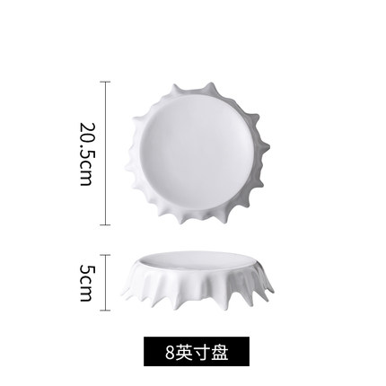 European white irregular plate Hotel dessert plate cake tray personality household dish plate flat plate: A