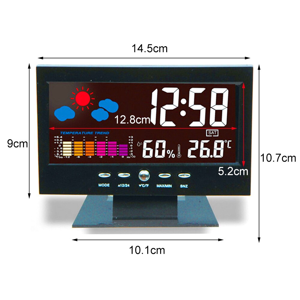 Grote Kleur Screen LCD Digitale Alarm Tafel Klok Desktop Weersverwachting Snooze Temperatuur Vochtigheid Backlight Wekker