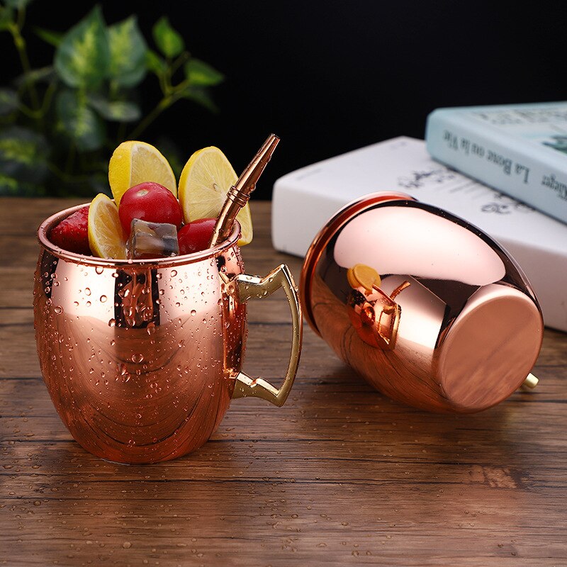 Stainless steel 304 copper plated drum beer mug mug Moscow donkey mule cup rose gold cocktail glass coffee cup