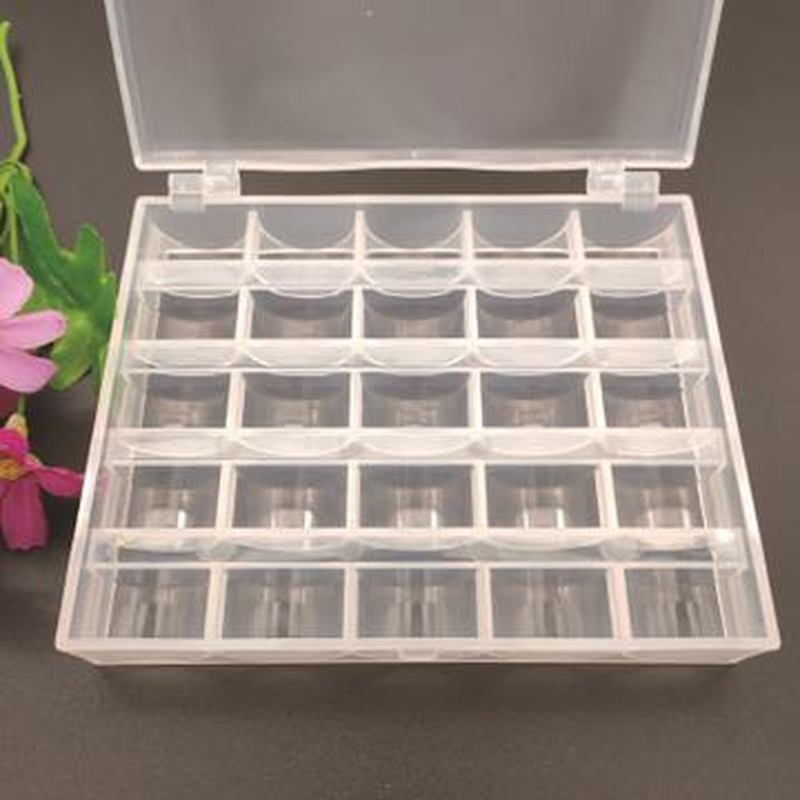 Plastic Bobbins Spools Clear Sewing Machine Empty Bobbins Spools Plastic Storage Box Home Sewing Accessories Tools