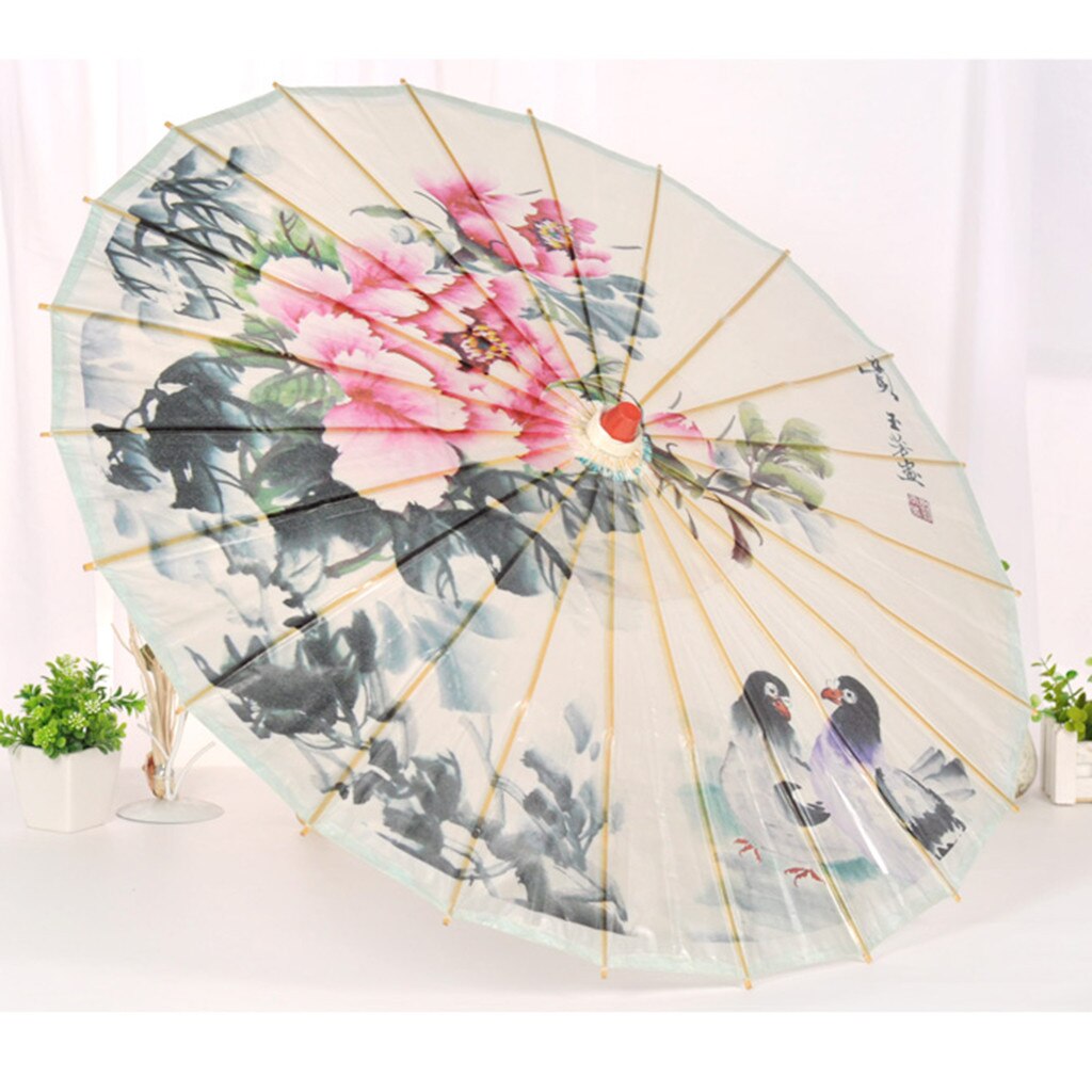 Chino seda tela de paraguas de estilo clásico de paraguas de papel de petróleo Umbrel sombrilla de Playa paraguas Parasol día de lluvia